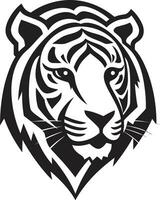 indomado predador insígnia monocromático tigre face logotipo vetor