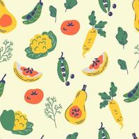 padrão sem emenda vegetal. textura de desenho animado de nutrição saudável. vetor