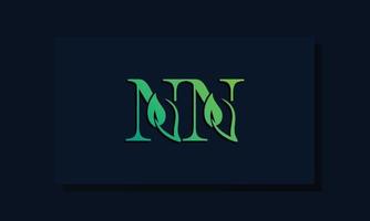 logotipo nn inicial em estilo folha mínimo vetor