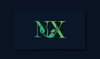 logotipo nx inicial em estilo folha mínimo vetor