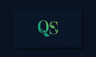 logotipo qs inicial de estilo folha mínimo vetor