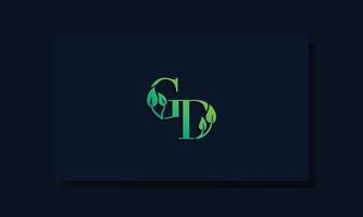logotipo gd inicial do estilo folha mínimo.