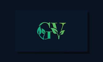 logotipo gv inicial de estilo de folha mínimo. vetor