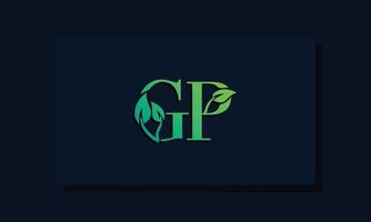 logotipo gp inicial de estilo folha mínimo. vetor