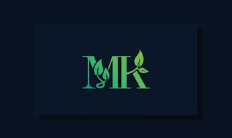 logotipo mk inicial de estilo folha mínimo vetor