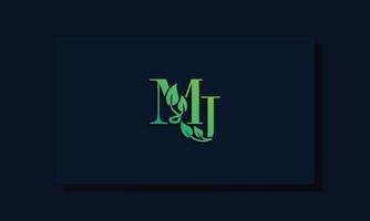 logotipo mj inicial em estilo folha mínimo vetor