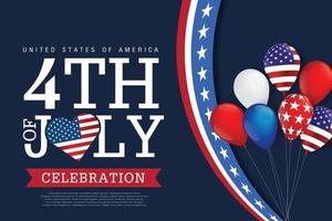 decoração da bandeira dos balões americanos do dia da independência. vetor