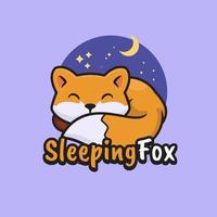 ilustração do estilo dos desenhos animados do logotipo do mascote da raposa adormecida vetor