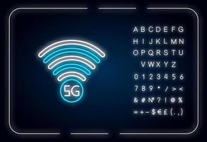 Ícone de luz neon do indicador de sinal 5g vetor