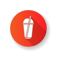 copo de plástico descartável design plano vermelho ícone de glifo de sombra longa vetor