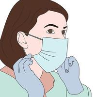 personagem de vetor com ilustração de mão desenhada máscara - proteção contra vírus.