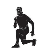 silhueta - ilustração desenhada à mão de atleta masculino em fundo branco vetor