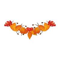 decoração de folhas de outono com ícone de frutas isoladas vetor