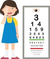 menina com gráfico de olho de ilustração de diagnóstico de teste vetor