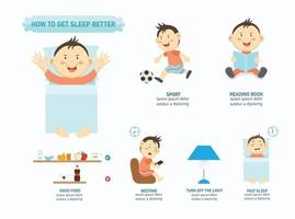 infográfico de como conseguir dormir, ilustração vetorial vetor