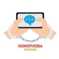 infográfico de sintomas de nomofobia, ilustração vetorial vetor