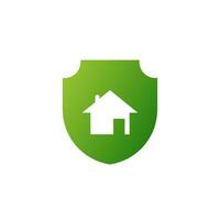 verde escudo com casa ícone. inteligente proteção com programável assaltante bloqueio sistema e casa rede vetor serviço