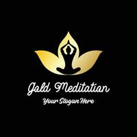 elegante luxo dourado lótus ioga meditação logotipo Projeto vetor