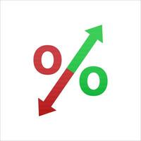 por cento símbolo mercado aumentar crescimento e diminuir ícone. imposto taxa símbolo vetor