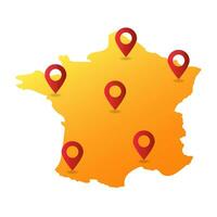 França mapa PIN localização vetor ilustração