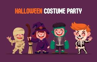 personagens de festa com fantasia de halloween vetor