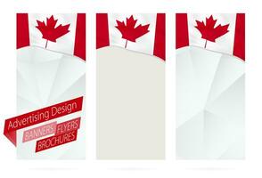 Projeto do bandeiras, panfletos, brochuras com bandeira do Canadá. vetor