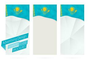 Projeto do bandeiras, panfletos, brochuras com bandeira do Cazaquistão. vetor