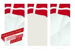 Projeto do bandeiras, panfletos, brochuras com bandeira do Dinamarca. vetor