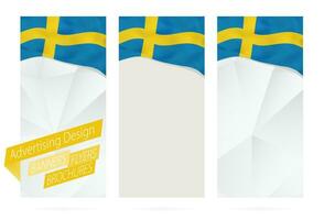 Projeto do bandeiras, panfletos, brochuras com bandeira do Suécia. vetor