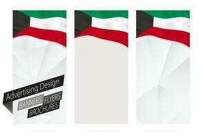 Projeto do bandeiras, panfletos, brochuras com bandeira do kuwait. vetor