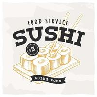 emblema retro de sushi vetor