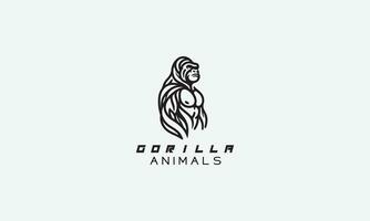 gorila macaco vetor logotipo ícone minimalista linha arte Projeto