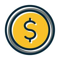dólar moeda vetor Grosso linha preenchidas Sombrio cores ícones para pessoal e comercial usar.