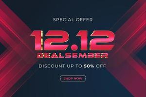 12.12 modelo de banner de desconto de festival de compras para membros de ofertas on-line vetor