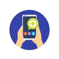 telemedicina, ícone de consulta médica online com aplicativo de telefone vetor