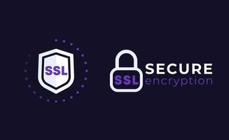 ícones SSL seguros no escuro vetor