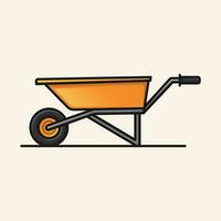 desenho animado esboço carrinho de mão amarelo jardim ferramenta equipamento vetor ilustração Projeto