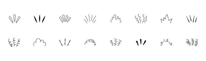 ansiedade símbolos mão desenhado ícone definir. estresse e estupefato linha efeitos com espanto e vetor susto