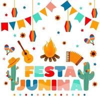 cartão festa junina, tradicional festa junina brasileira. vetor