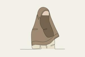 cor ilustração do uma mulher vestindo uma lindo Niqab vetor