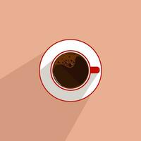 quente café dentro vermelho cerâmico copo em Castanho fundo, vetor ilustração dentro plano estilo