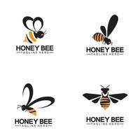 abelha mel logo vector ícone símbolo ilustração modelo de design