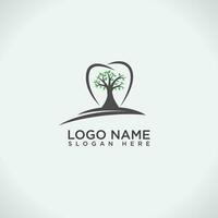 elegante e refinado logotipo Projeto mostrando uma dente e árvore combinação vetor
