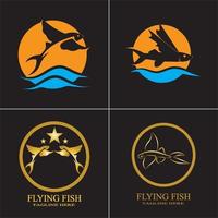 modelo de design do ícone de logotipo de vetor ouro peixe voador