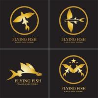 modelo de design do ícone de logotipo de vetor ouro peixe voador