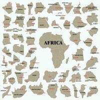 Doodle desenho à mão livre do mapa dos países da África. vetor