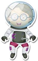 um modelo de adesivo com um personagem de desenho animado de astronauta isolado vetor