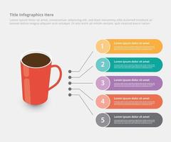 copo ou copo vermelho de modelo de infográfico de café preto vetor