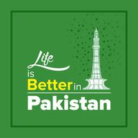Dia da Independência feliz o 14 de agosto Paquistão Cartão Comemorativo vetor