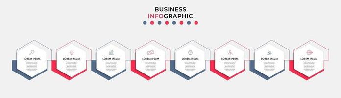 modelo de negócios de design de infográfico com ícones e 8 opções ou etapas vetor